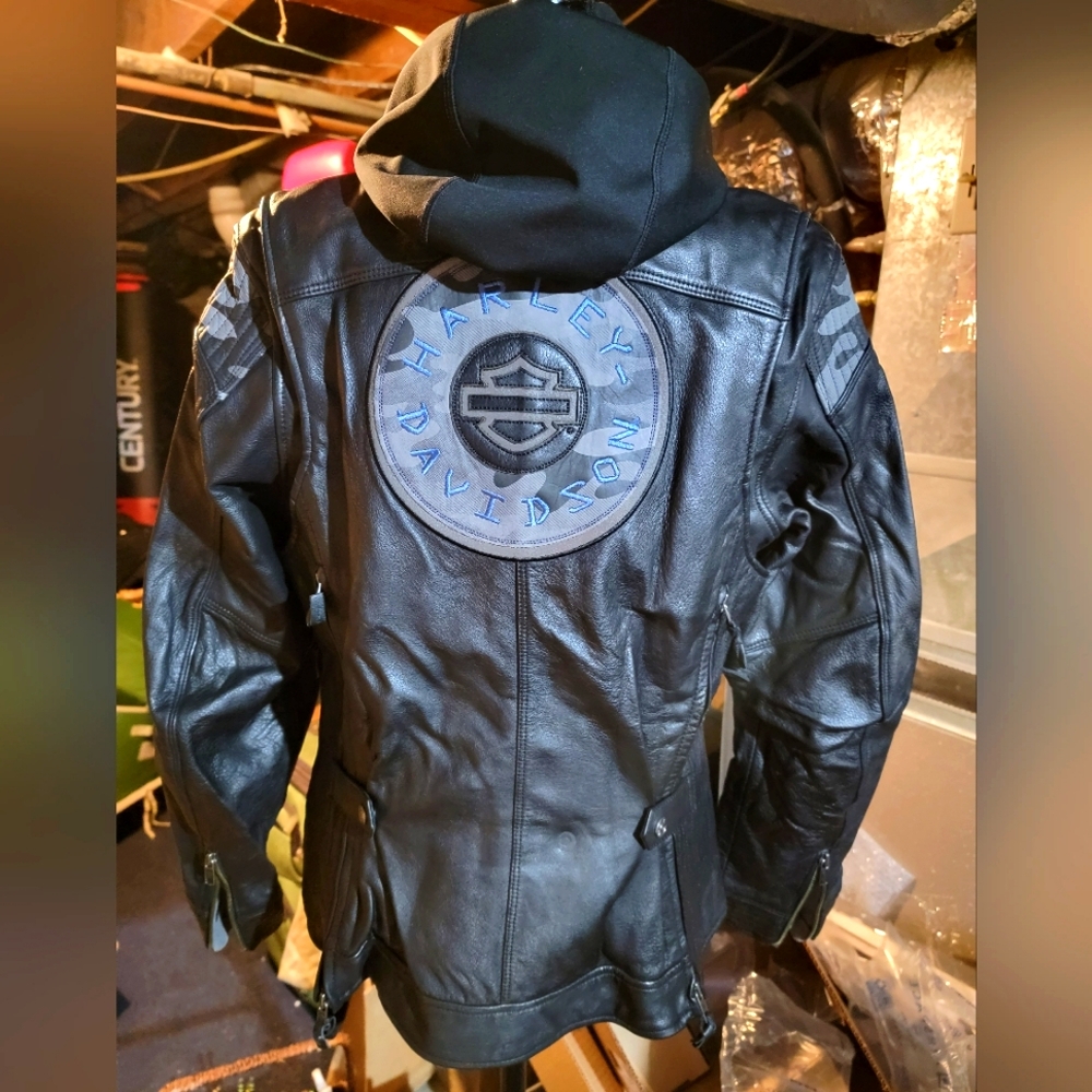 Womens Harley Davidson Double Layer Leather Jacket Size Large